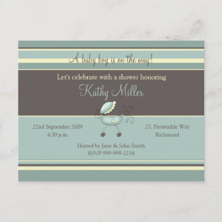 Invitation de Baby shower de bandes (Garçon)