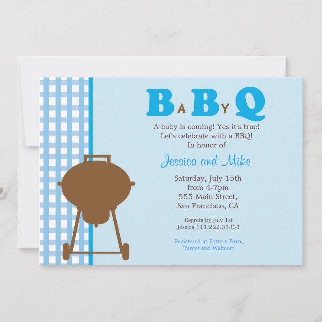 Invitation de baby shower de BBQ BaByQ (Devant)