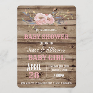 Invitation de Baby shower de bébé floral russe