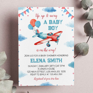 Invitation de Baby shower de bébé garçon d'avion v