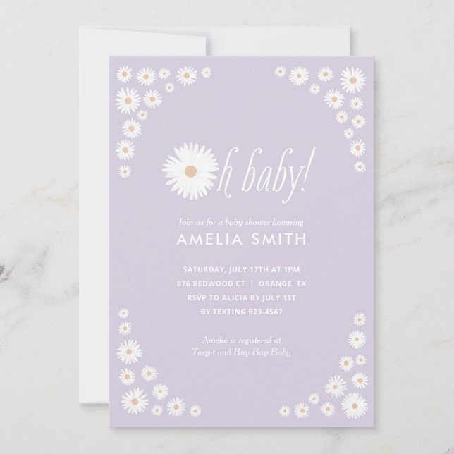 Invitation de Baby shower de Boho Floral Daisy (Devant)