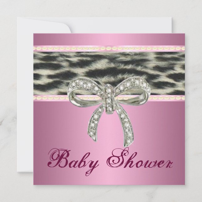 Invitation de Baby shower de boue diamant léopard  (Devant)