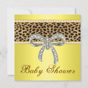 Invitation de Baby shower de Bow Diamond Leopard J