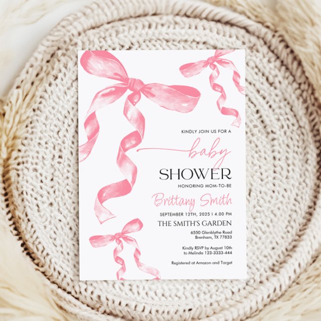 Invitation de Baby shower de Bow rose (Créateur téléchargé)