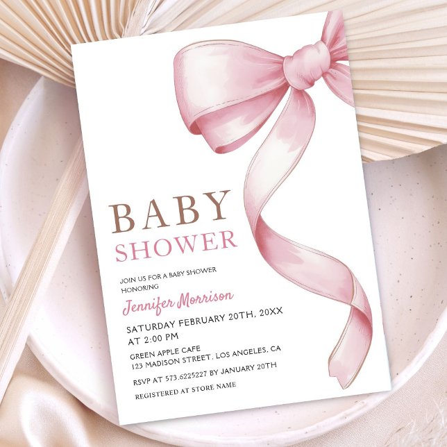 Invitation de Baby shower de Bow rose (Créateur téléchargé)