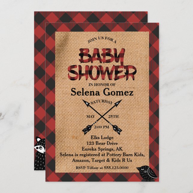 Invitation de Baby shower de Buffalo rustique (Devant / Derrière)