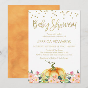Invitation de baby shower de calligraphie d'or de