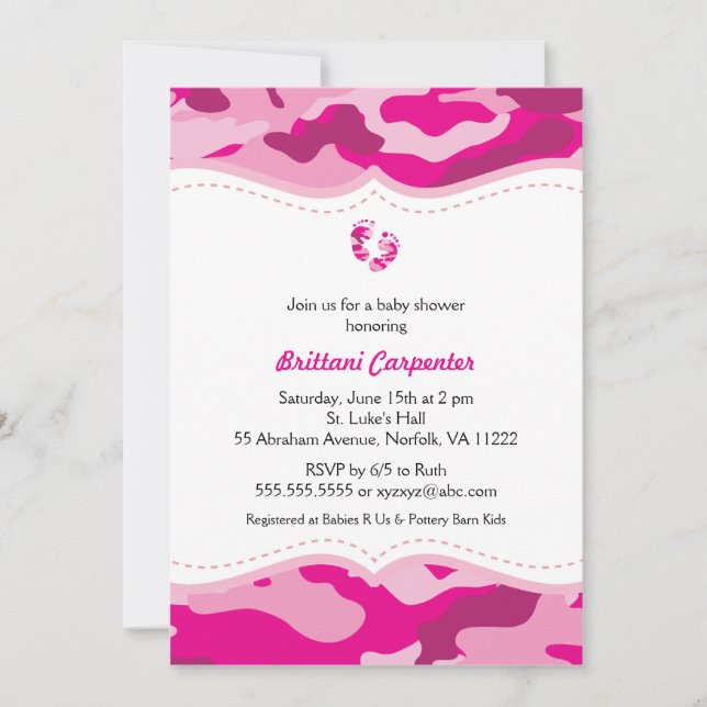 Invitation de baby shower de Camo de roses indien (Devant)