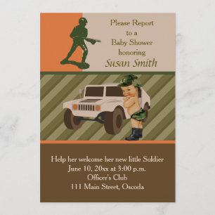 Invitation de baby shower de camouflage de vert