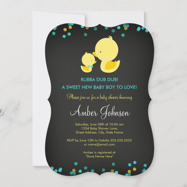 Invitation de Baby shower de canard en caoutchouc  (Devant)