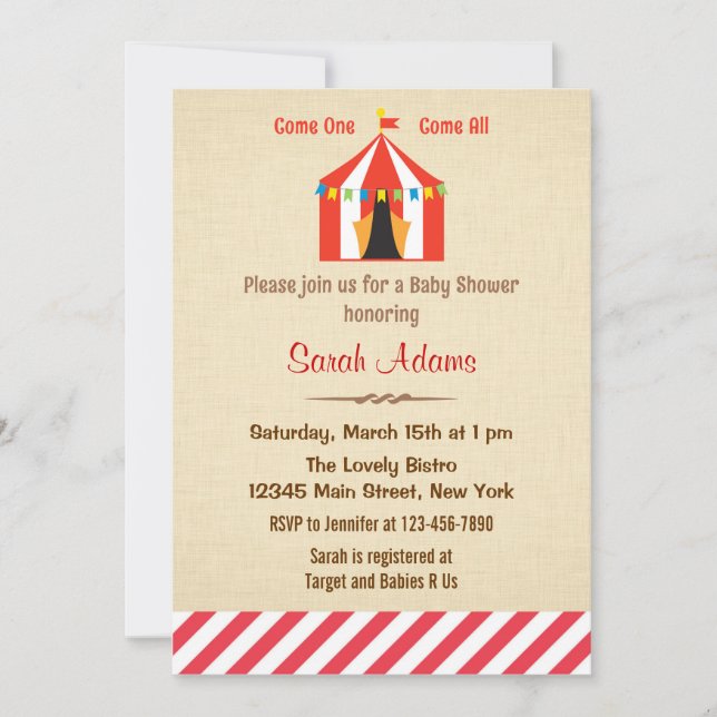 Invitation de baby shower de carnaval rustique (Devant)