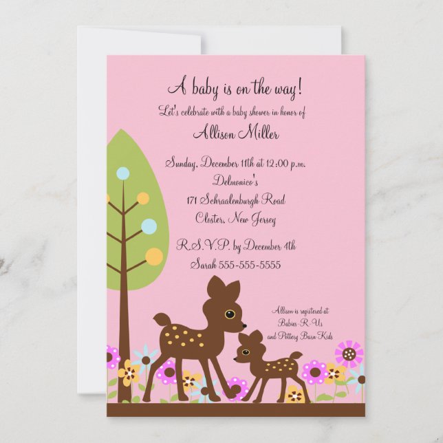 Invitation de baby shower de cerfs communs de bébé (Devant)