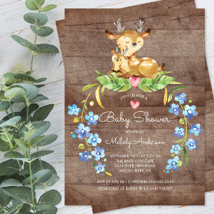 Invitation de Baby shower de cerfs de bois rustiqu