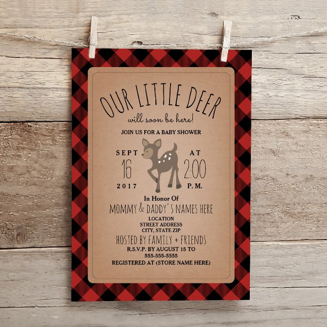 Invitation de Baby shower de cerfs de bûcheron (Créateur téléchargé)