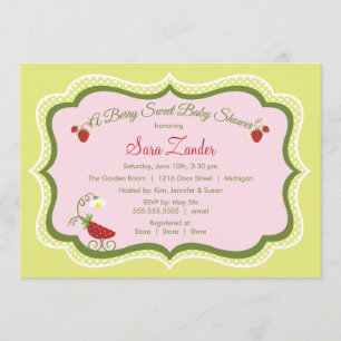 Invitation de baby shower de chariot de fraise