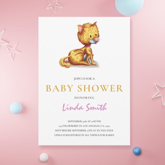 Invitation de Baby shower de chats mignons (Cute cat baby shower invitation)