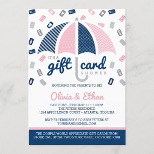 Invitation de baby shower de chèque-cadeau,