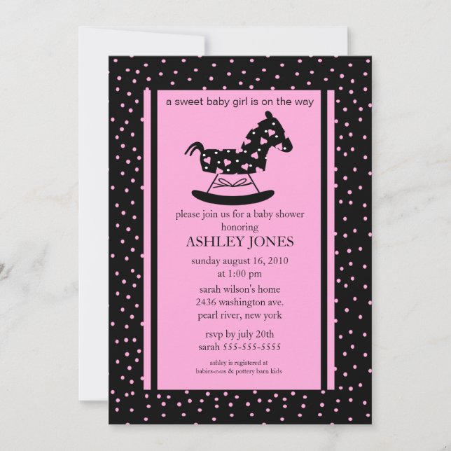 Invitation de baby shower de cheval de basculage (Devant)