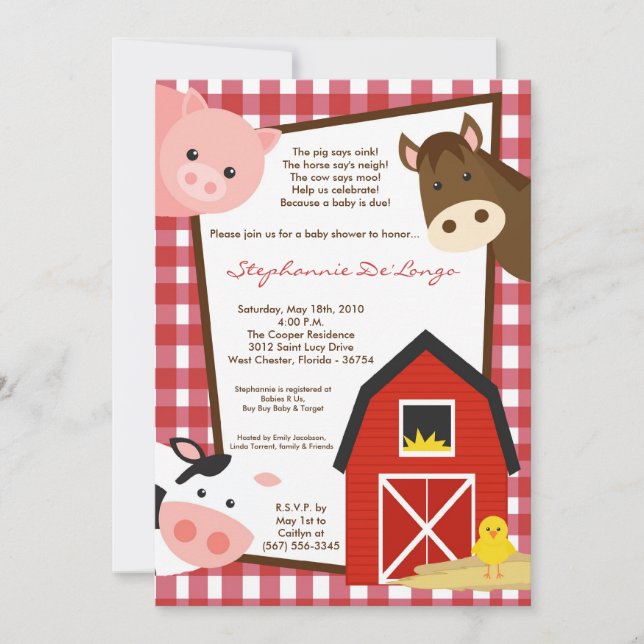 invitation de baby shower de cheval de vache à (Devant)