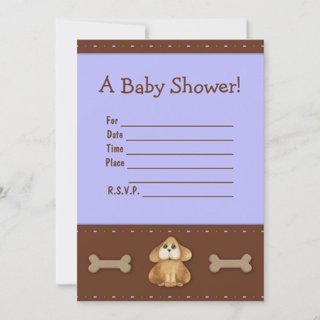 Invitation de Baby shower de chiot (Devant)