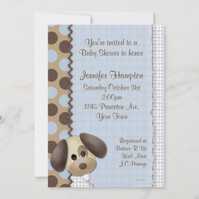 Invitation de baby shower de chiot (Devant)