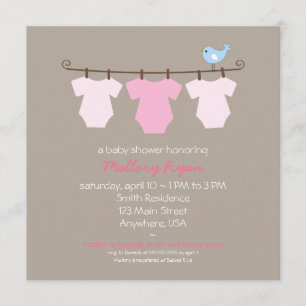 Invitation de baby shower de corde à  linge