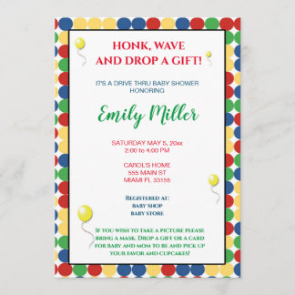 Invitation de baby shower de couleurs primaires