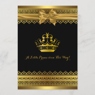 Invitation de Baby shower de couronne noir et or
