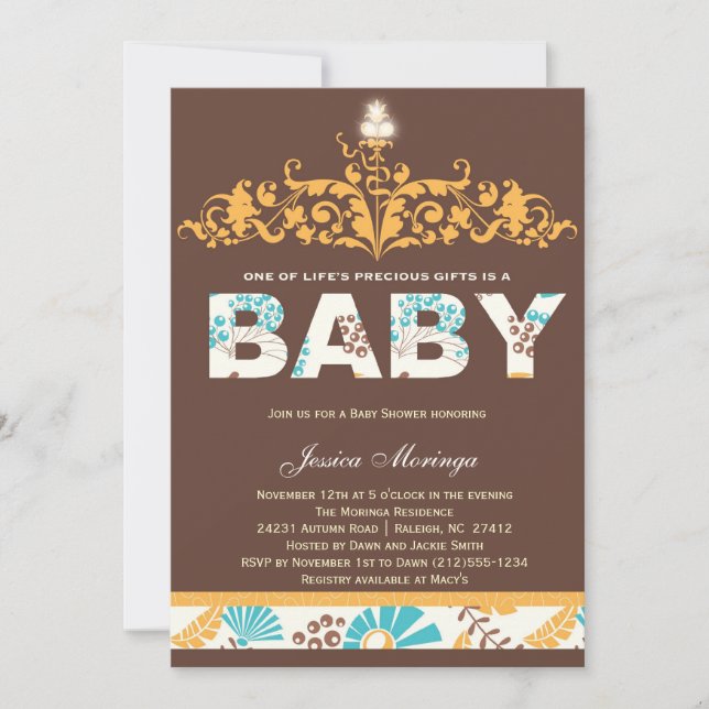 Invitation de baby shower de couture d'automne de (Devant)