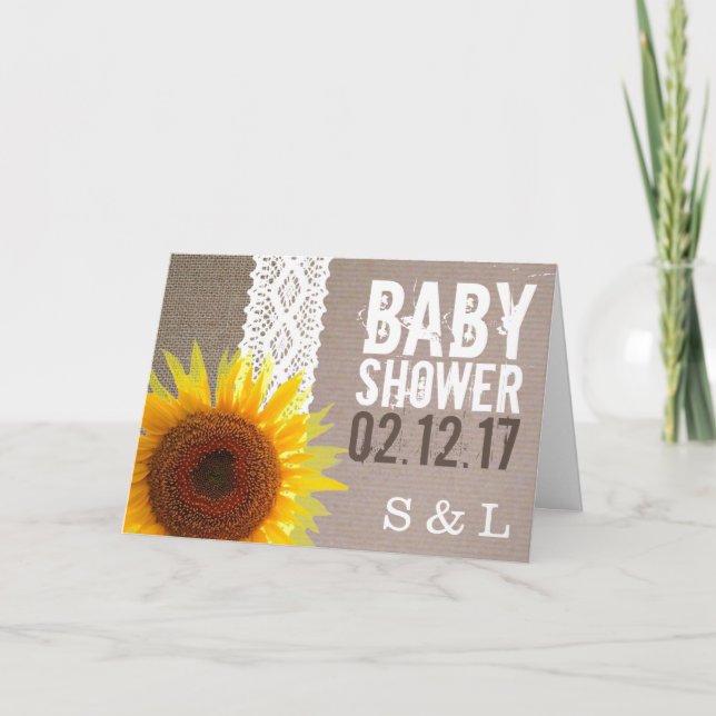 Invitation de Baby shower de dentelle de tournesol (Devant)