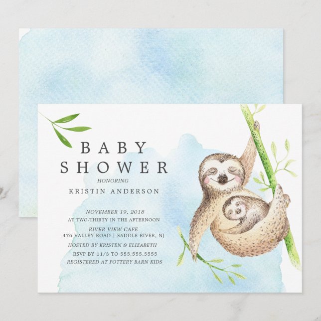Invitation de Baby shower de fentes mignonnes (Devant / Derrière)
