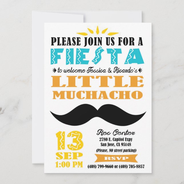 Invitation de baby shower de fiesta (Devant)