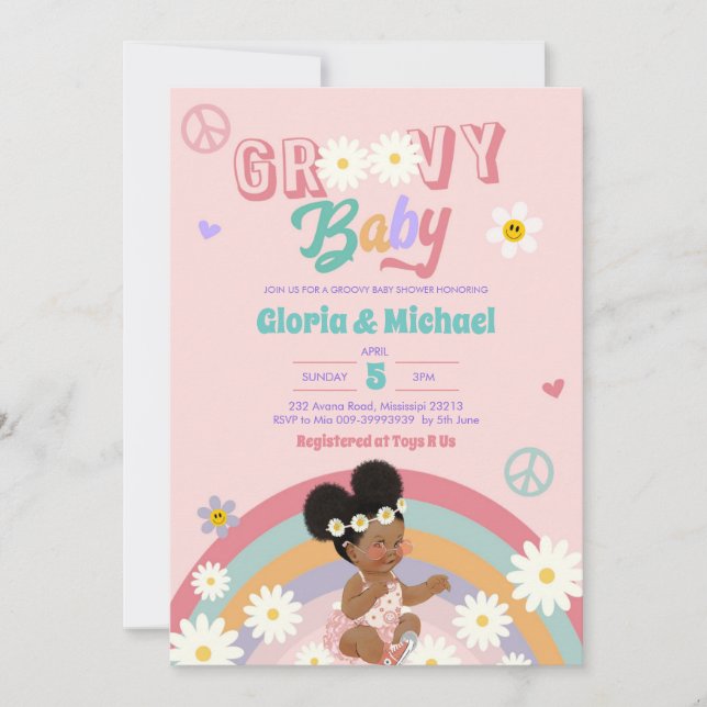 Invitation de Baby shower de fille Afro Super (Devant)