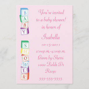 Invitation de baby shower de fille de bloc