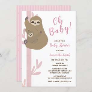 Invitation de baby shower de fille de paresse