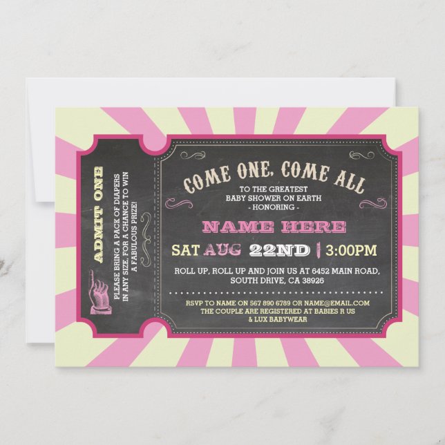 Invitation de baby shower de fille de rose de (Devant)