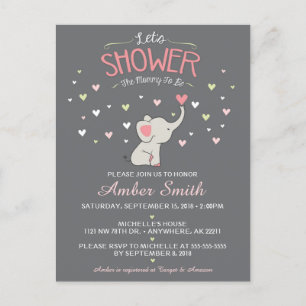 Invitation de baby shower de fille d'éléphant