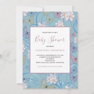 Invitation de Baby shower de fille papillon