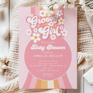 Invitation de Baby shower de fille Super rétro