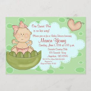 Invitation de baby shower de filles de pois doux