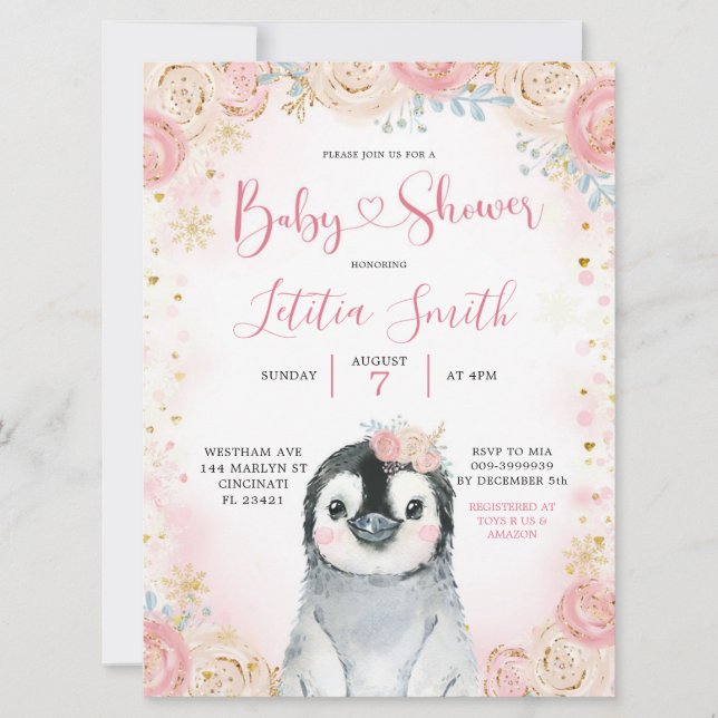 Invitation de Baby shower de Flamme de neige d'hiv (Devant)