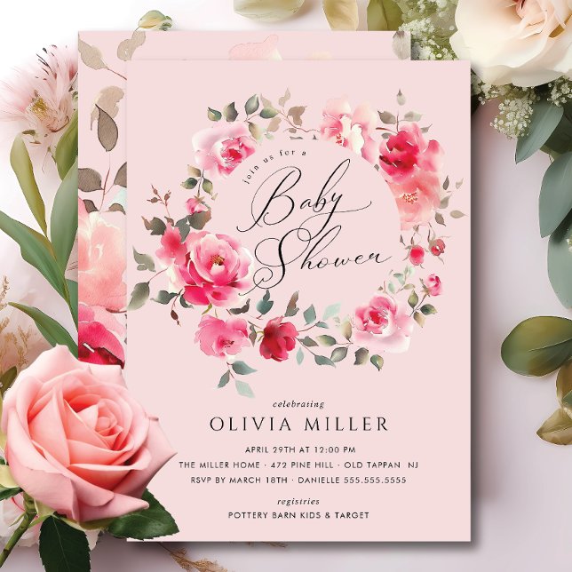 Invitation de Baby shower de fleurs blanches (Créateur téléchargé)