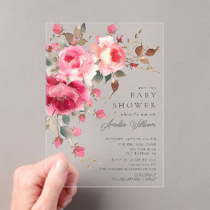 Invitation de Baby shower de fleurs blanches