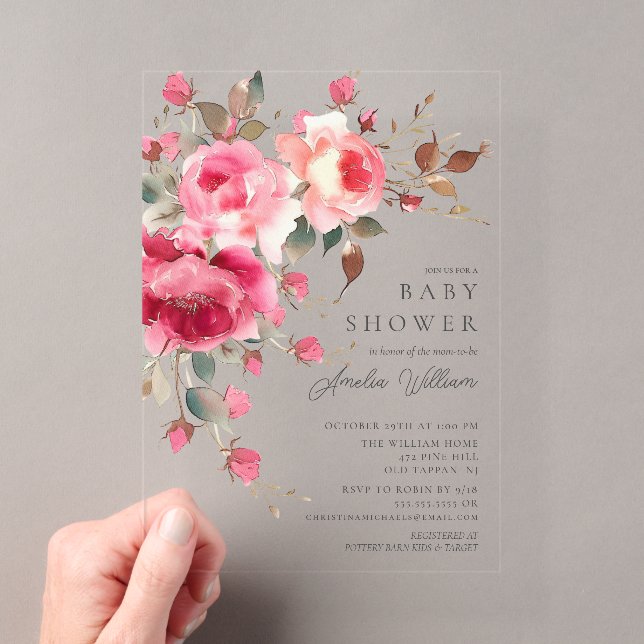 Invitation de Baby shower de fleurs blanches (In situ (ordinateur de poche))