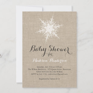 Invitation de Baby shower de flocon de neige rusti