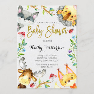Invitation de baby shower de forêt de région