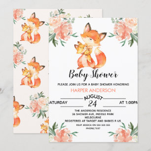 Invitation de baby shower de Fox d'aquarelle