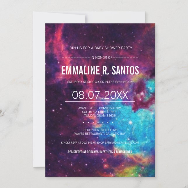 Invitation de baby shower de galaxie (Devant)