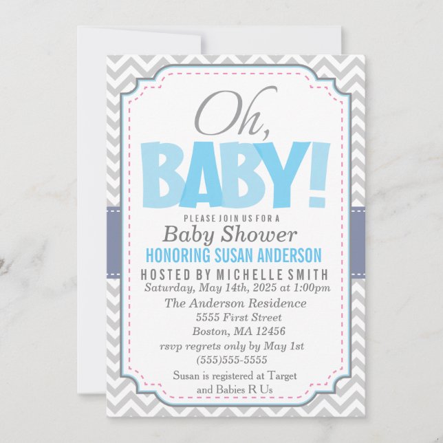 Invitation de baby shower de garçon (Devant)