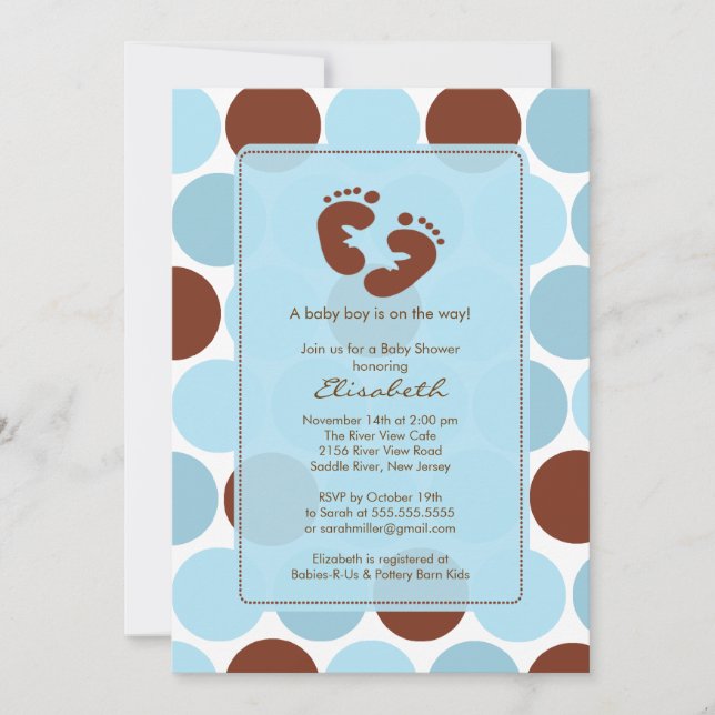Invitation de Baby shower de garçon à l'empreinte  (Devant)